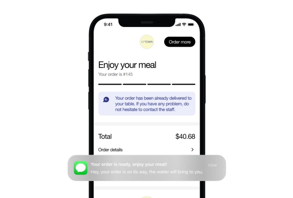 Order status and delivery confirmation on phone